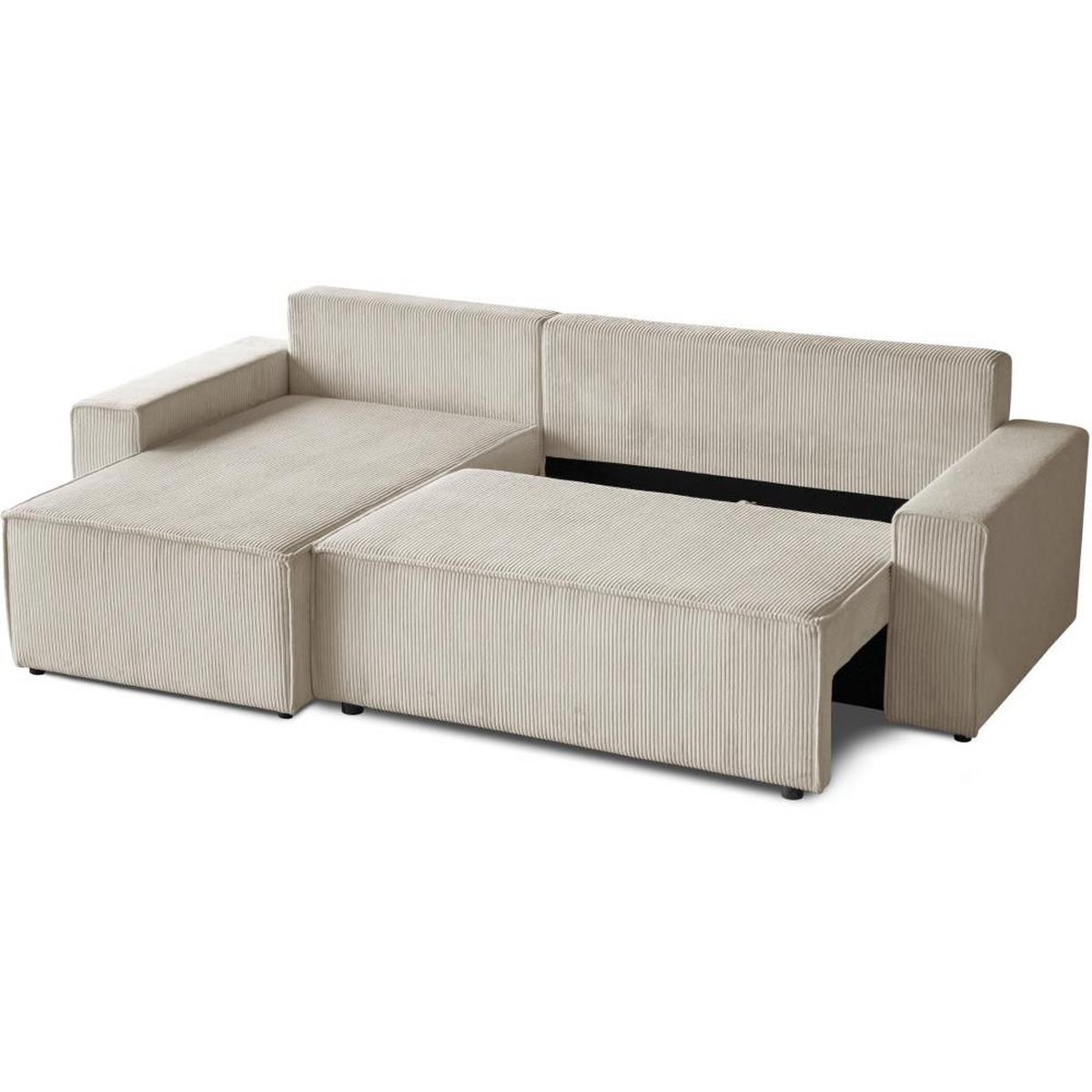 ECKSCHLAFSOFA mit Schlaffunktion Hektor, 277 cm, Ottomane 100 cm, beige - Beige/Schwarz, Kunststoff/Textil (277/152cm) - Beautysofa