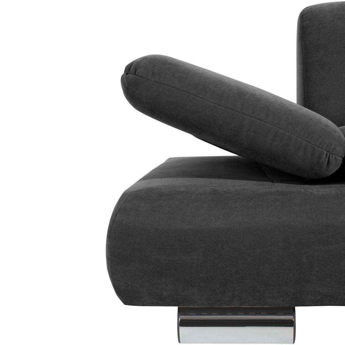 SOFA 2-Sitzer Kaye Bezug Veloursstoff Metallfuß verchromt / anthrazit - Anthrazit, Kunststoff (190/76/90cm) - 58aufmkessel