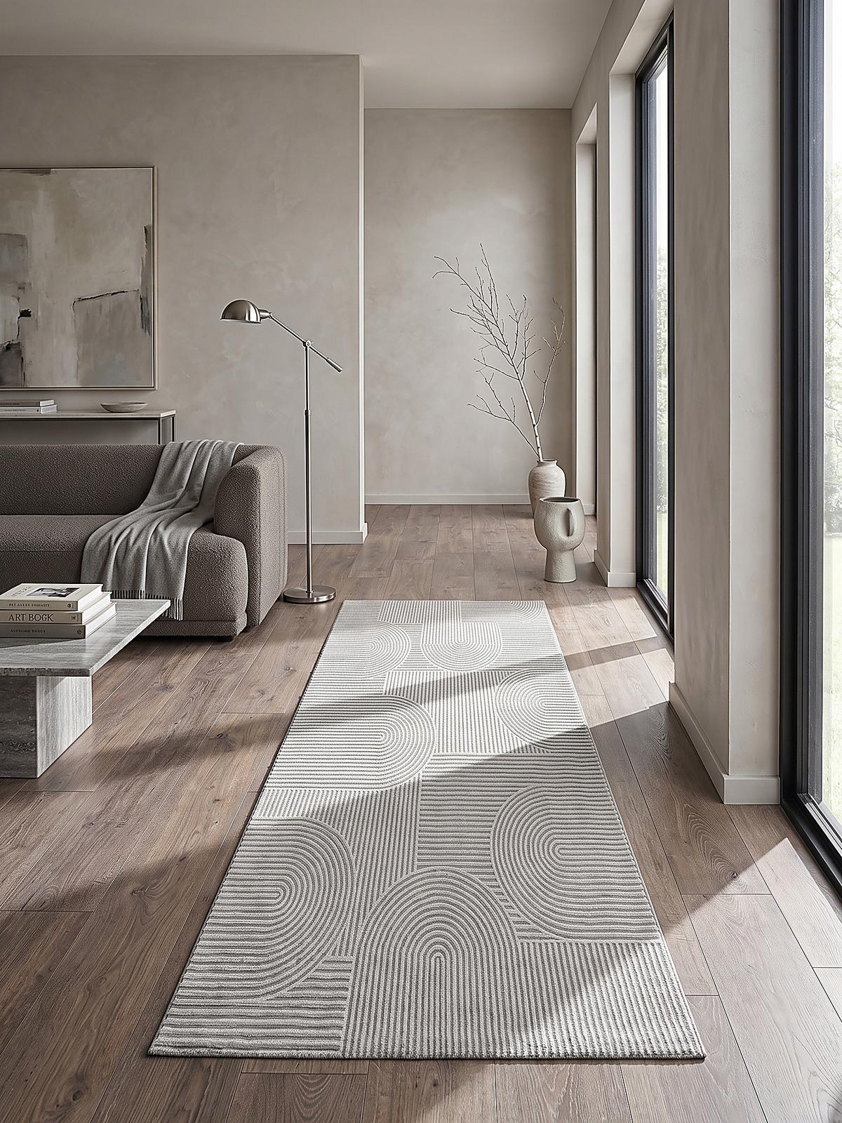 TEPPICH Kurzflor ERESMA Geometrisch Polyester Grau 80 x 150 cm - Grau, Textil (80/150cm) - KADIMA DESIGN