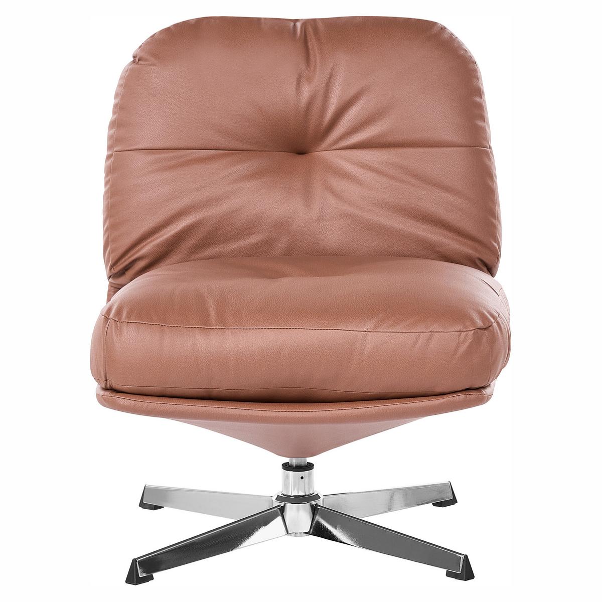 DREHSESSEL mit Fußstütze Stoff Braun Loimaa - Silberfarben/Braun, Textil/Metall (62/77/75cm) - Beliani