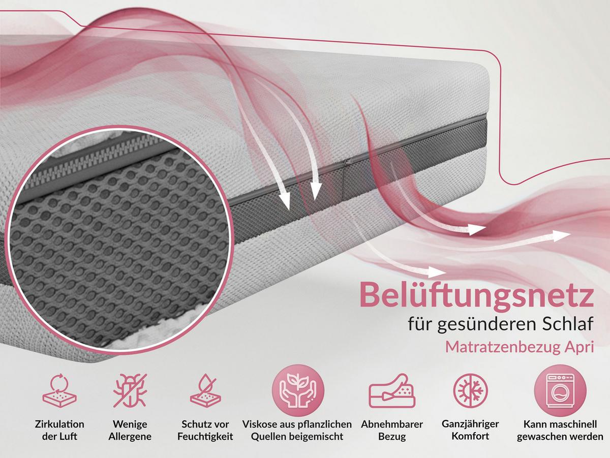 LATEXMATRATZE ROVO - 200/200 - H2 - Apri - Hellgrau, Textil (200/200cm) - MKS