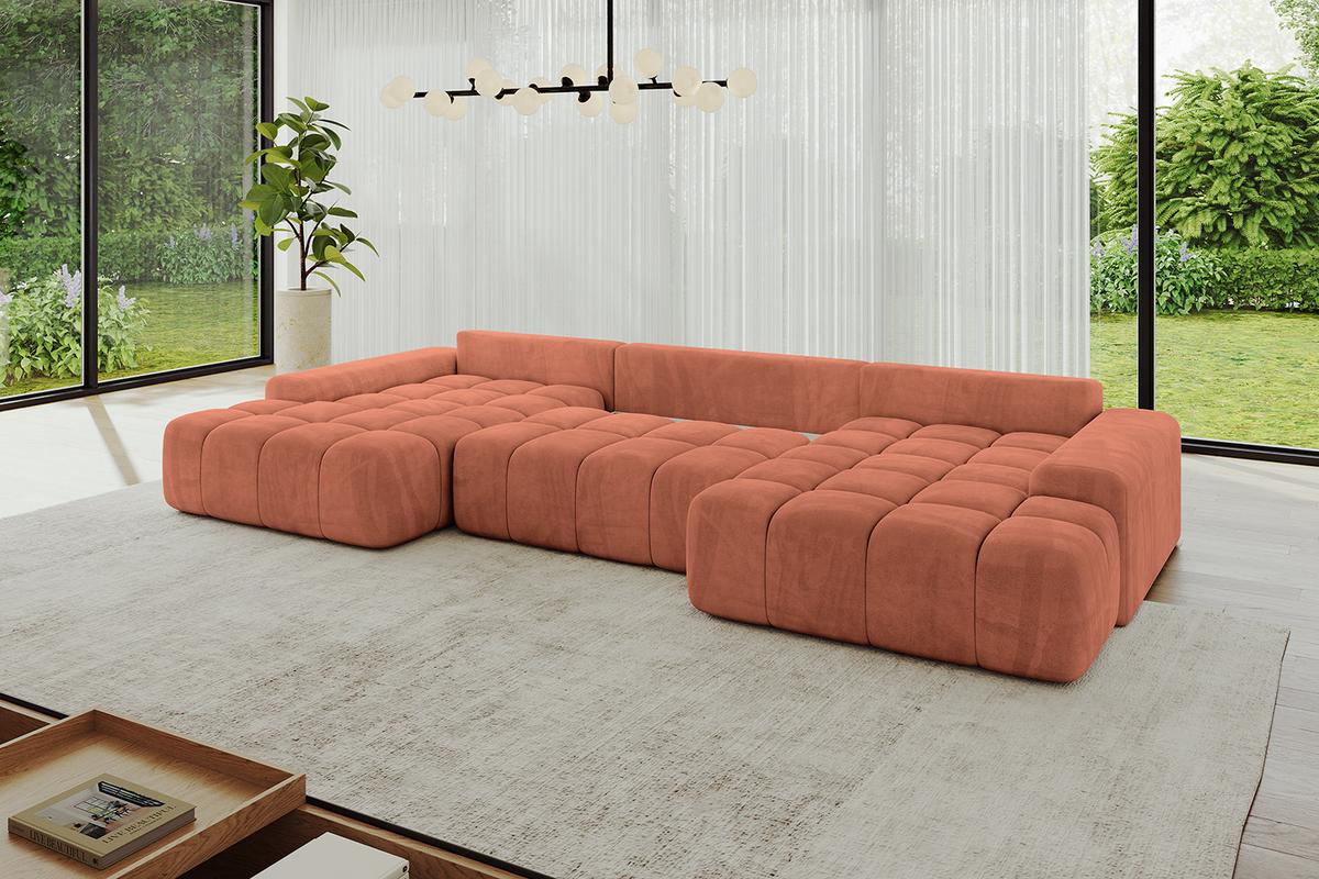 WOHNLANDSCHAFT ENSI-U - 353x164x69 cm Koralle - Koralle, Holzwerkstoff/Kunststoff (357/69/164cm) - ALTDECOR