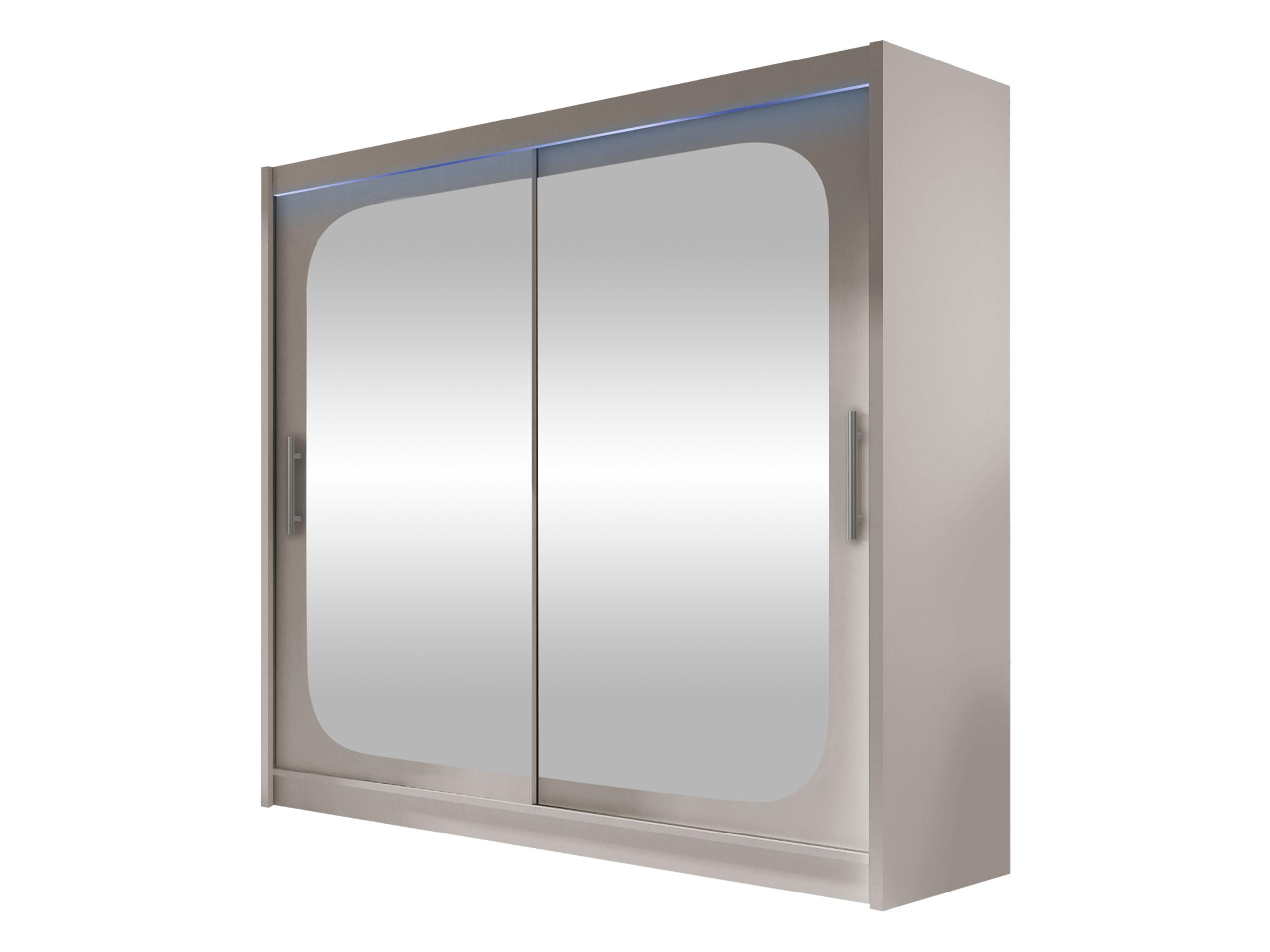 KLEIDERSCHRANK London VIII, mit RGB LED Beleuchtung - Kaschmir/Silberfarben, Holzwerkstoff/Kunststoff (180/215/58cm) - MIRJAN24