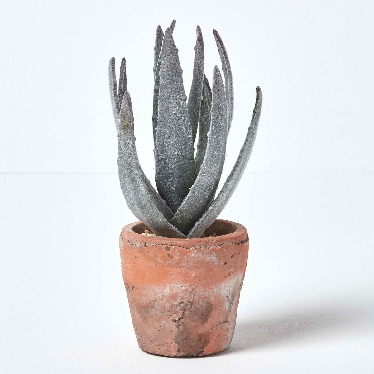 KUNSTPFLANZE Aloe vera im Terrakotta-Topf, 21 cm - Grün, Kunststoff (21cm) - Homescapes
