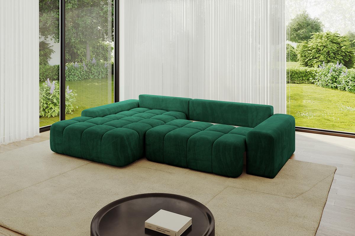 ECKSOFA Ottomane Links ENSI-L - 267x164x69 cm Dunkelgrün - Dunkelgrün, Holzwerkstoff/Kunststoff (267/164cm) - ALTDECOR