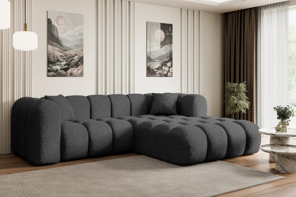 ECKSOFA Ottomane Rechts OLEA-L1 - 231x173x74 cm Grau - Platinfarben/Schwarz, Holzwerkstoff/Kunststoff (231/173cm) - ALTDECOR