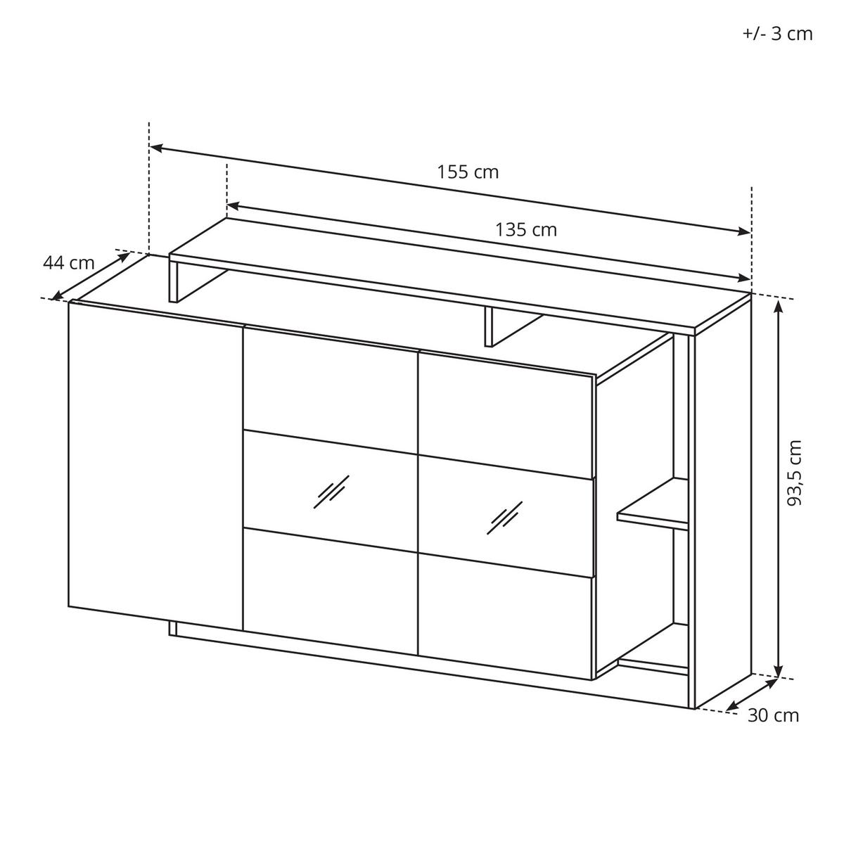 SIDEBOARD ALBINA 155/94/44 cm mit 3 Türen Orange - Anthrazit/Orange, Holzwerkstoff (155/94/44cm) - MASSENO