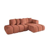 ECKSOFA Ottomane Rechts CLOUD-L-v1 280x185x90 Apricot Velours - Koralle, Holzwerkstoff/Kunststoff (185/280cm) - ALTDECOR