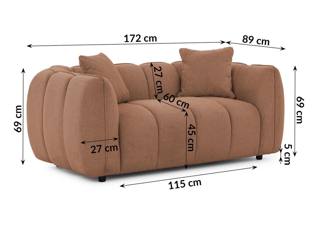 2-SITZER SOFA Nubira in tief gesteppter Bubble-Optik aus weichem Terrakotta Strukturstoff im modernen Design - Terracotta/Schwarz, Holz/Kunststoff (172/69/89cm) - S-Style Möbel