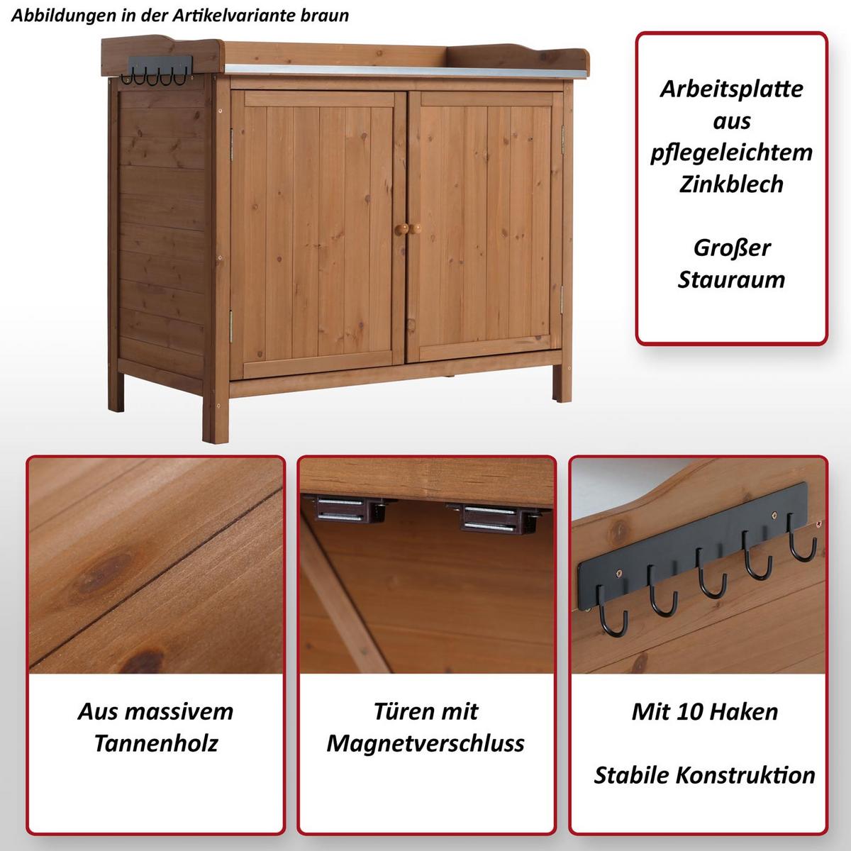 GARTENSCHRANK MIT ARBEITSPLATTE Braun - Braun, Holz (52/104/86cm) - MCW