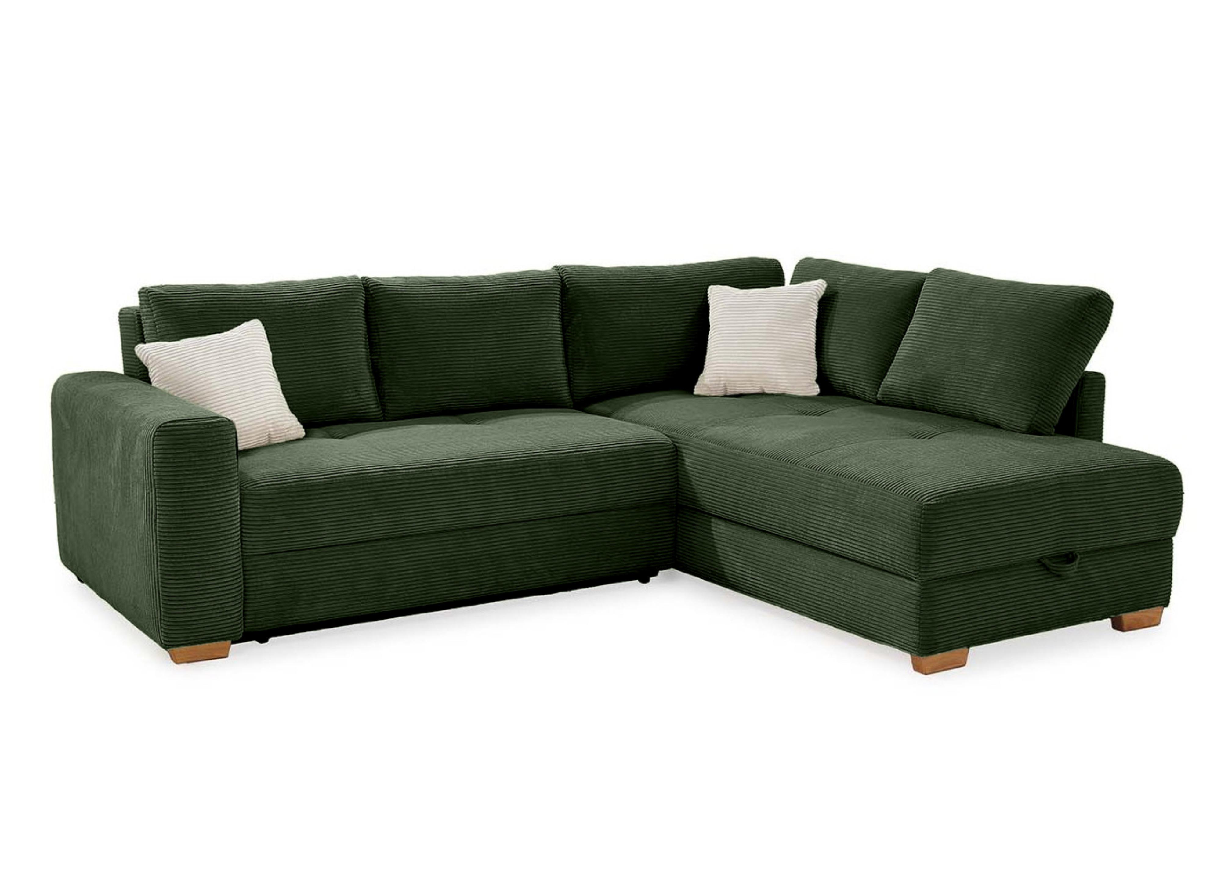 luma-home ECKSOFA-DAUERSCHLÄFER Boxspring Federkern Topper Bettkasten, seitenverkehrt montierbar B257/T206/H85 cm, Cord Grün / 15213 online kaufen ➤ mömax