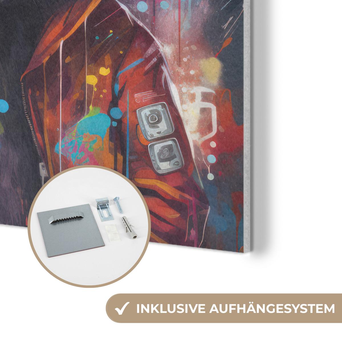 AKUSTIKBILD Panda - Jacke - Graffiti - Orange Wandbilder 60x60 cm - Orange, Kunststoff (60/60/0.9cm) - MuchoWow