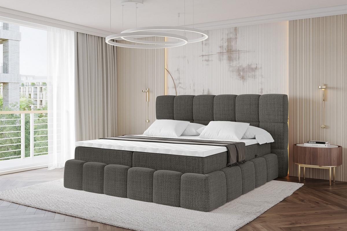BOXBETT - AURI-H4 - 200x200 Grau Aragon - Graubraun, Holzwerkstoff (200/200cm) - ALTDECOR