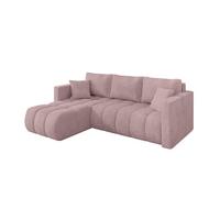 ECKSOFA mit Schlaffunktion Ottomane Links GARD-L 226x146x85 Rosa Cord - Schwarz/Rosa, Holzwerkstoff/Kunststoff (226/146cm) - ALTDECOR
