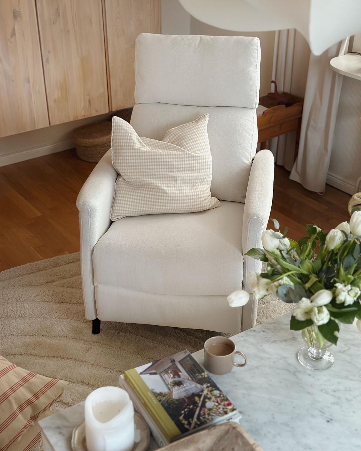 FERNSEHSESSEL Cremeweiß Selvik - Schwarz/Weiß, Textil (69/103/80cm) - Beliani