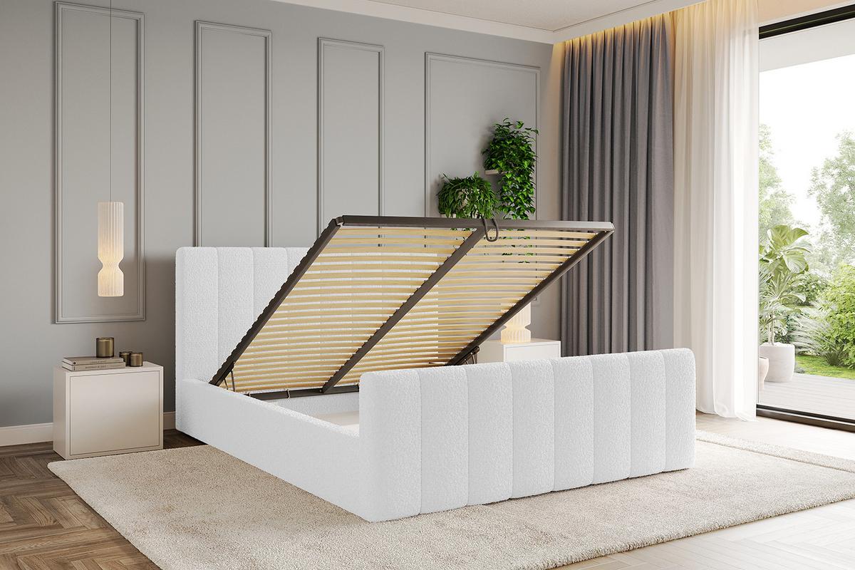 POLSTERBETT mit Bettkasten, Fußteil und Lattenrost, Boxbett mit Matratze H3/H4 - STERA-Z 160x200 Weiß - Weiß, Holzwerkstoff/Textil (160/200cm) - ALTDECOR