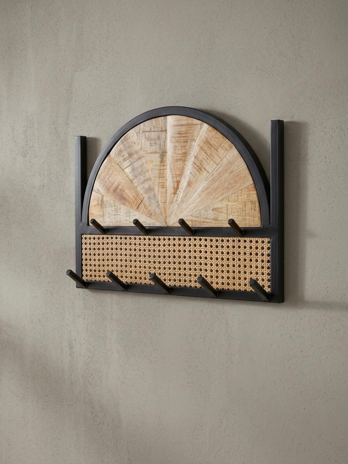 WANDGARDEROBE Mango Massivholz Rattan Metall Modern - Braun, Holz/Metall (53/40/8cm) - KADIMA DESIGN