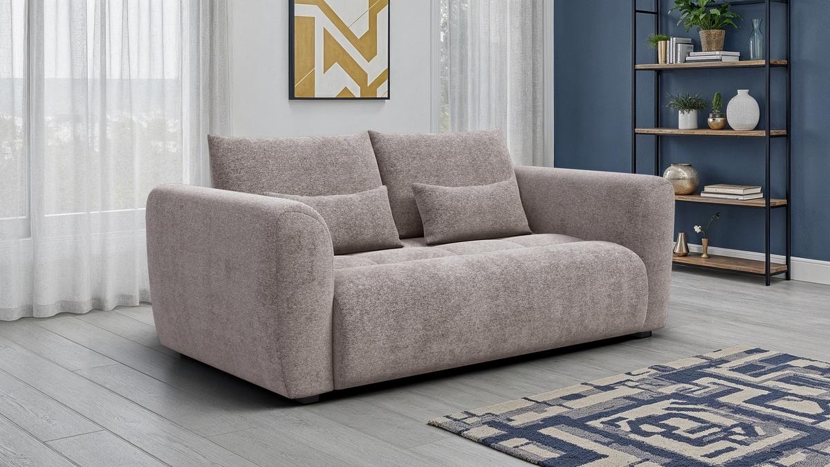 SOFA SORENO 3-Sitzer, dunkelbeige - Beige/Schwarz, Holz/Textil (214/94/114cm) - Wozimo