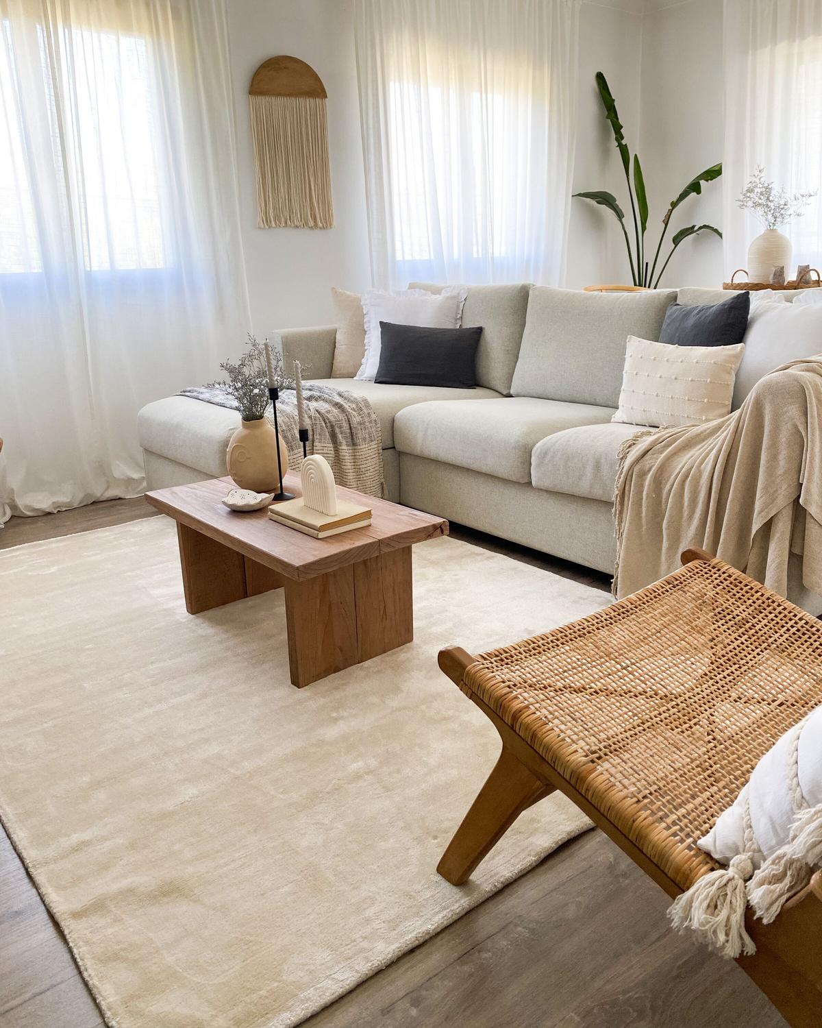 KURZFLOR-TEPPICH Gesi II 230/160 cm - Beige, Naturmaterialen (160/230cm) - Beliani