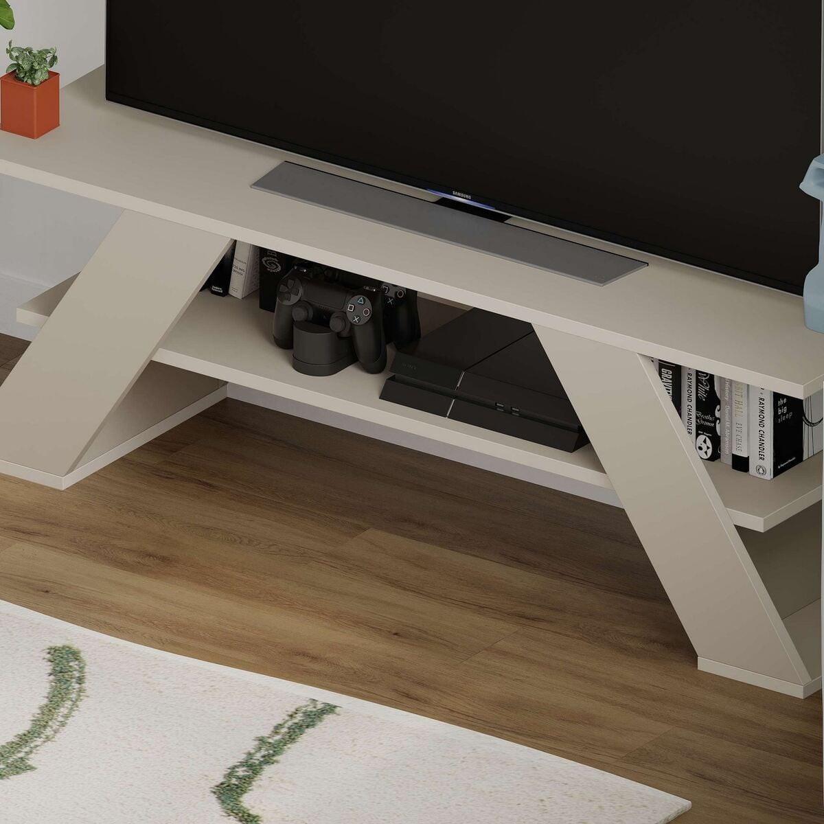 TV-MÖBEL 3 Regale L120 cm - Farfalla - Beige, Holzwerkstoff (33.5/40/12.2cm) - Calicosy
