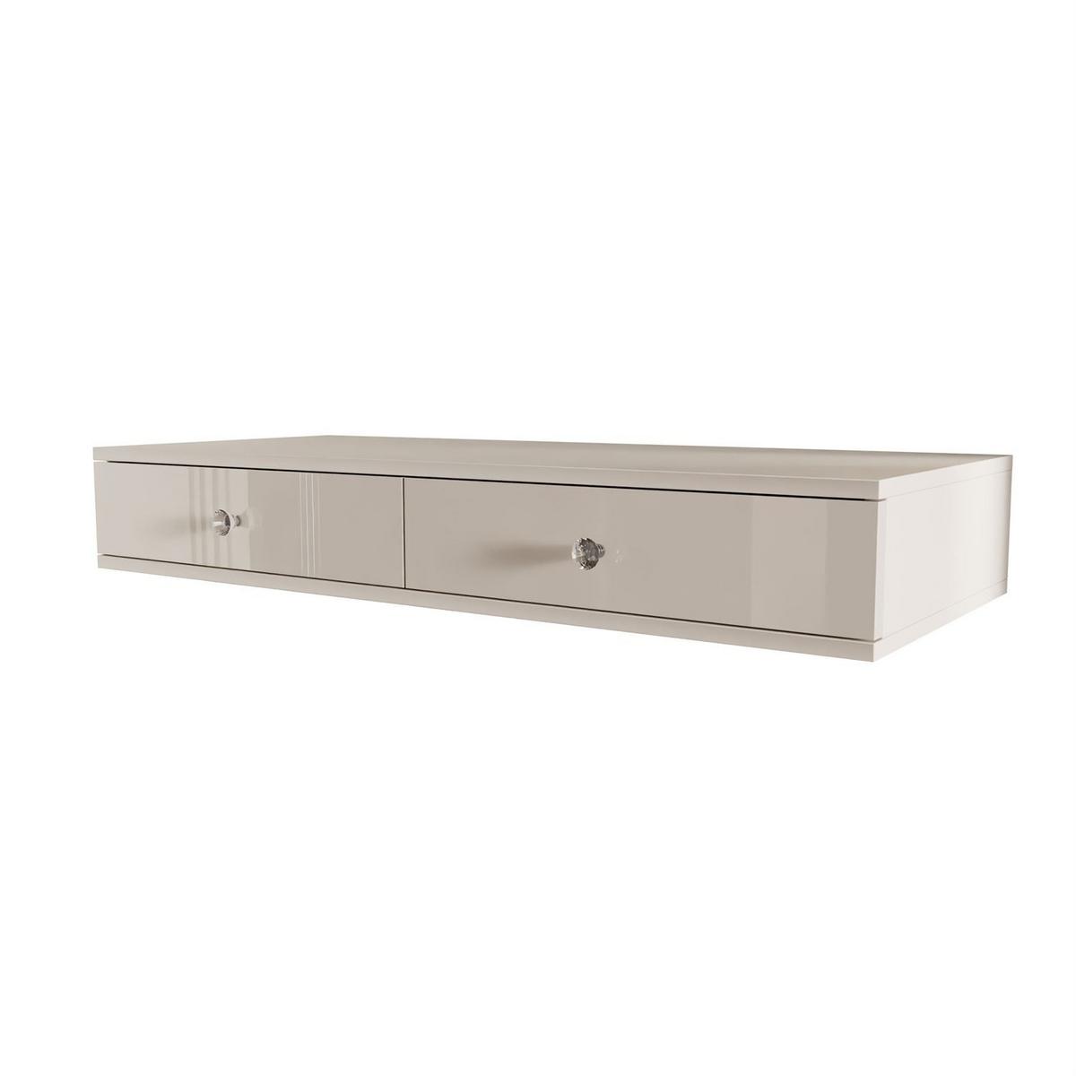 KONSOLE Glamour hängend mit Kristallgriff - Kaschmir/Transparent, Holzwerkstoff (100/15/42cm) - Lookway