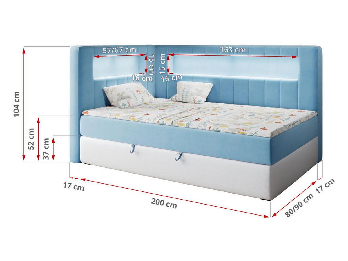 BOXSPRINGBETT JUNIOR GOLD 3 90/200 Blau/Weiß - rechte Seite - Blau/Weiß, Holz/Textil (90/200cm) - MKS