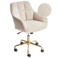 SCHREIBTISCHSTUHL Beige Palmdale - Beige/Goldfarben, Textil (58/87/61cm) - Beliani