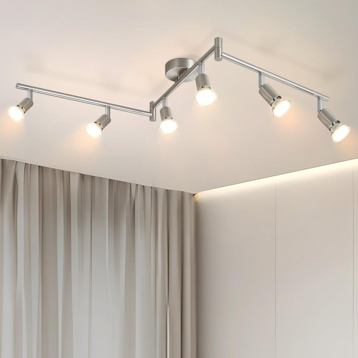 DECKENSTRAHLER Blitz 6-flammig 108/8/15 cm - Silberfarben, Metall (108/8/15cm) - Nettlife