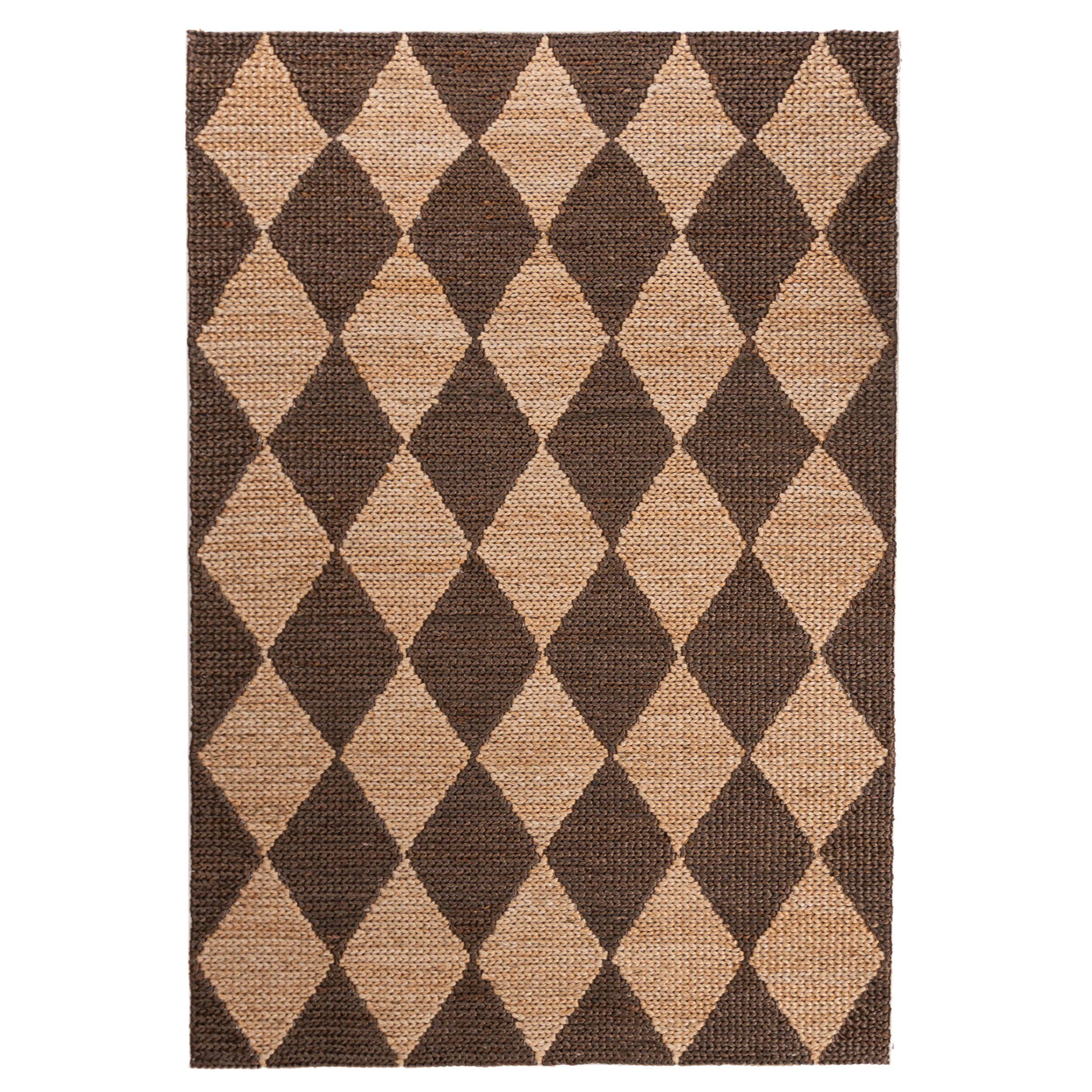 JUTETEPPICH BAIN, mit Rautenmuster, Braun, 120 x 170 cm - Braun, Textil (120/170cm) - KADIMA DESIGN