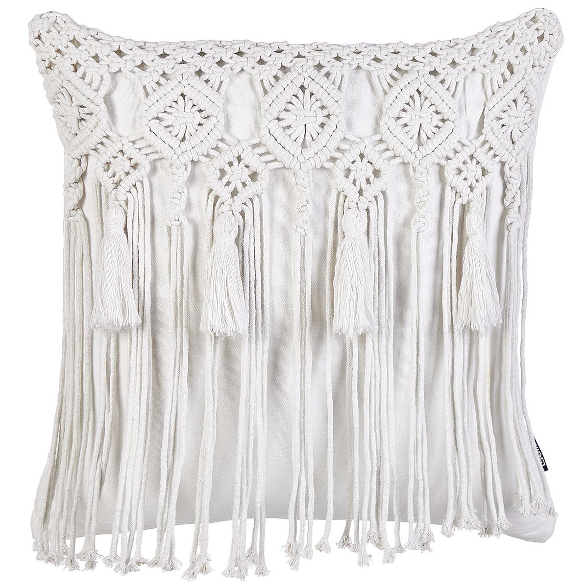 DEKOKISSEN 2er-Set Weiß 45/45 cm Bamian - Weiß, Textil (45/45cm) - Beliani