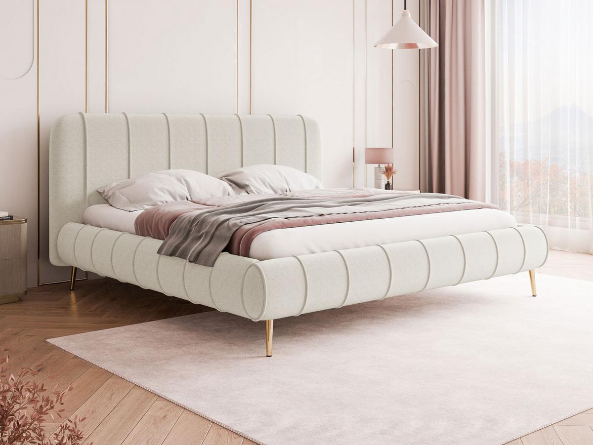 POLSTERBETT Slim XI mit Füße - Goldfarben/Creme, Holz/Holzwerkstoff (140/200cm) - MIRJAN24