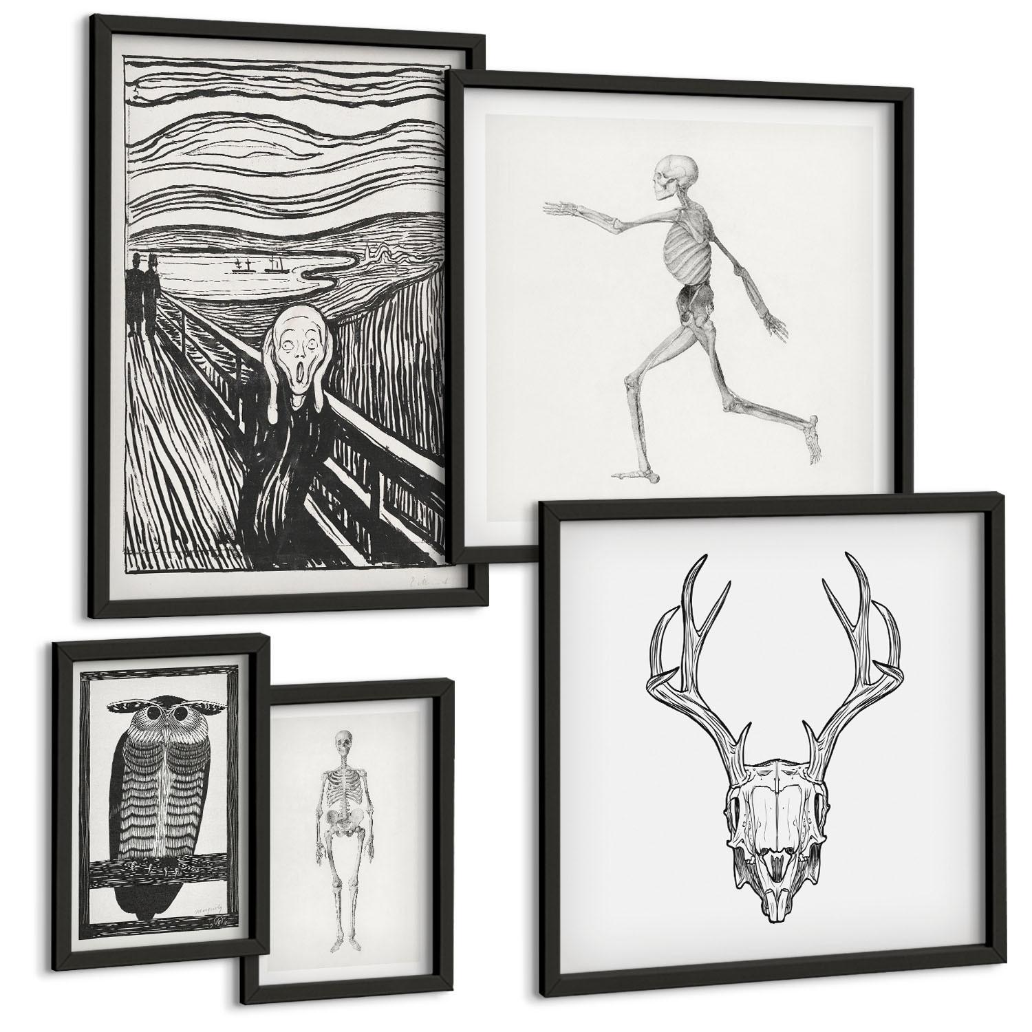 BILDER SET 5er Set - 50x50 cm & 20x30 cm & 40x60 cm Schwarzer Rahmen - Küchenaccessoires auf pflanzlicher Basis - Schwarz, Kunststoff (40/60cm) - TULUP