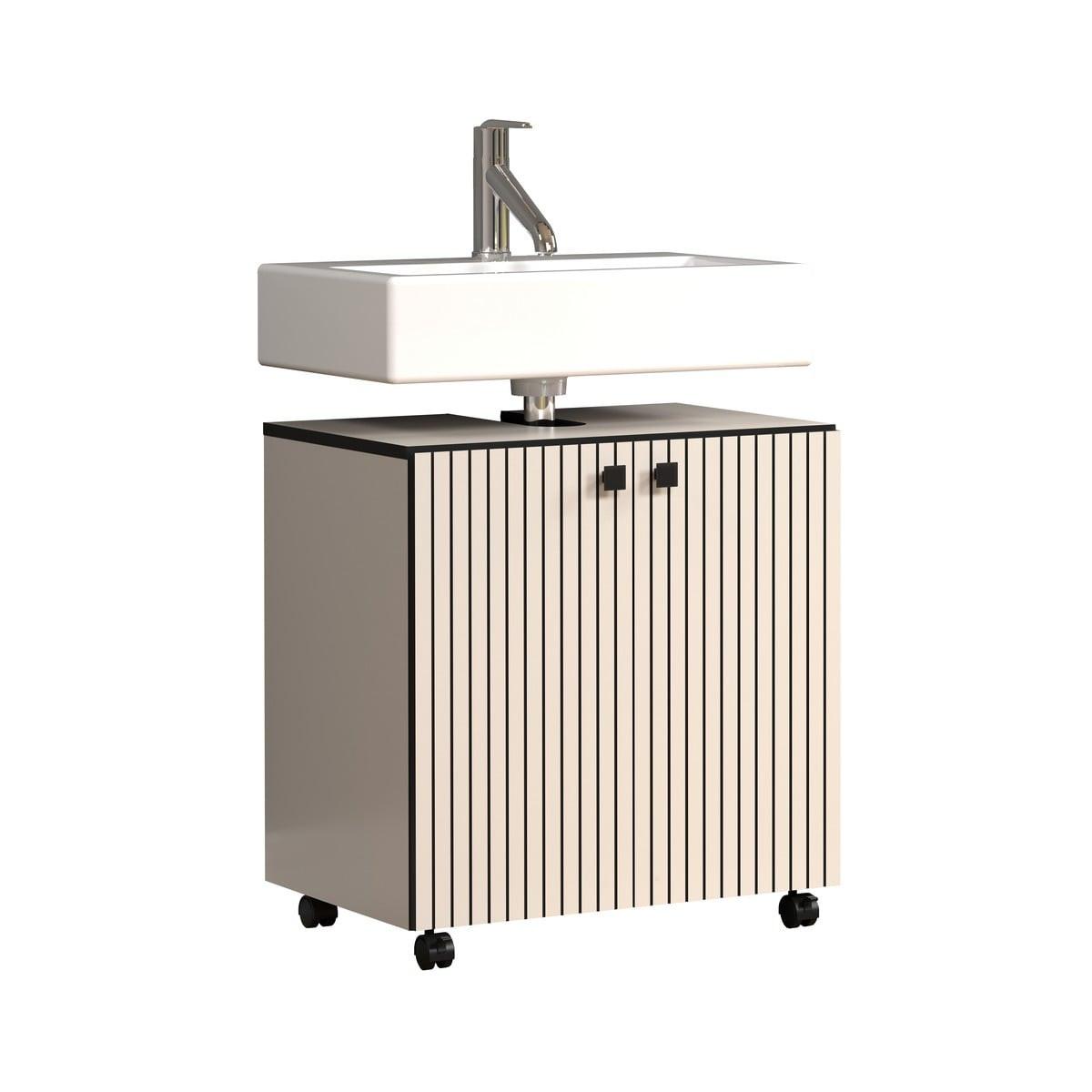 WASCHBECKENUNTERSCHRANK PureBliss Hellgrau - Hellgrau, Holzwerkstoff (60/64/42cm) - Trendteam