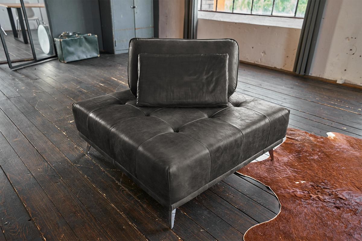 HOCKER WIOLO Dunkelbraun Leder - Dunkelbraun/Silberfarben, Leder/Metall (110/42/110cm) - KAWOLA