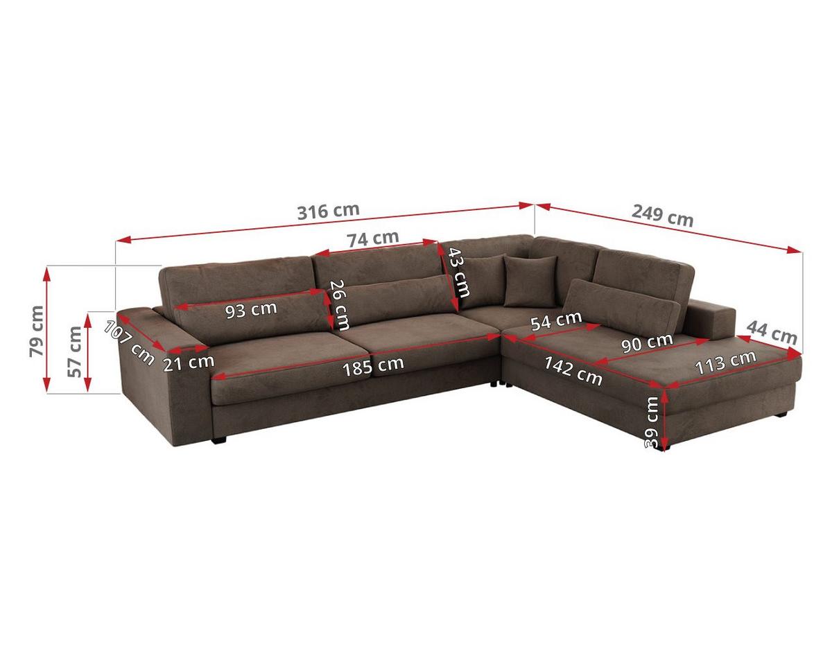 ECKSOFA Savona Braun Velvet - links - Schwarz/Braun, Kunststoff/Textil (316/249cm) - MKS