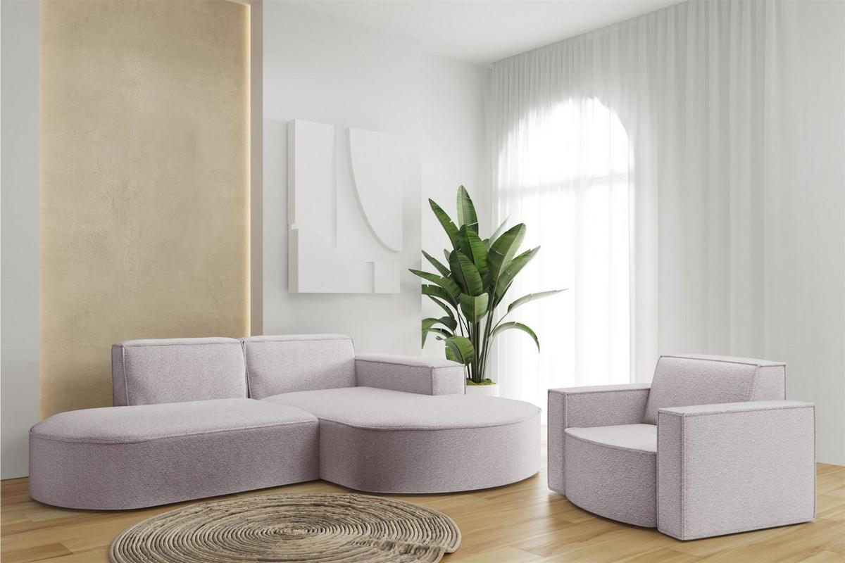 SOFASET Palma Ecksofa Sessel Ascot - Rosa, Holzwerkstoff/Textil (236/78/165cm) - Fun Möbel
