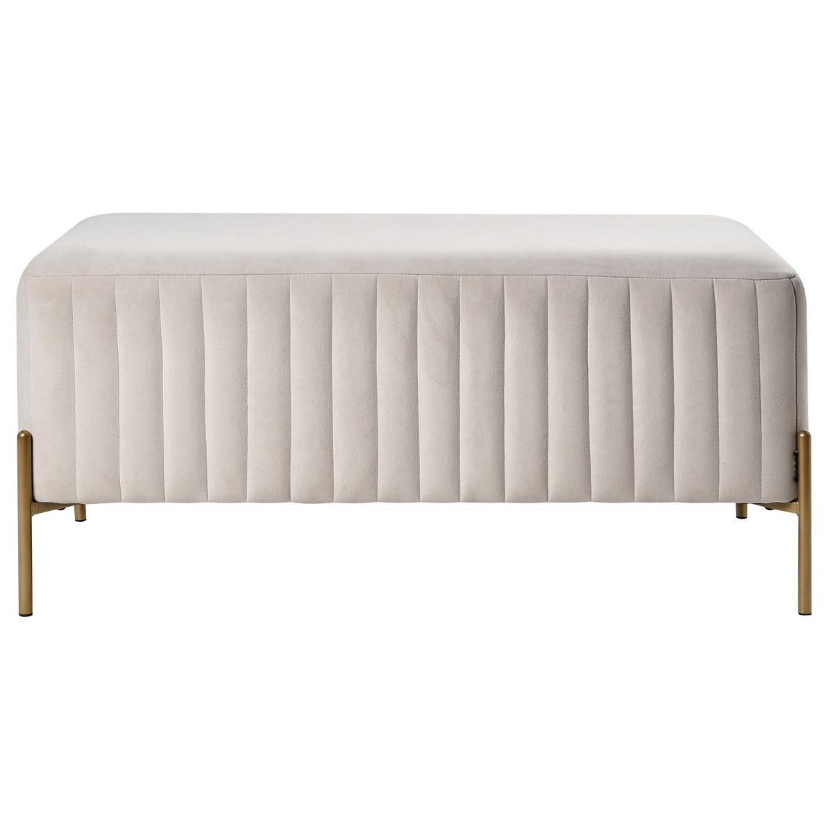 POLSTERBANK Samtstoff Beige Utah - Goldfarben/Weiß, Textil/Metall (91/43/47cm) - Beliani