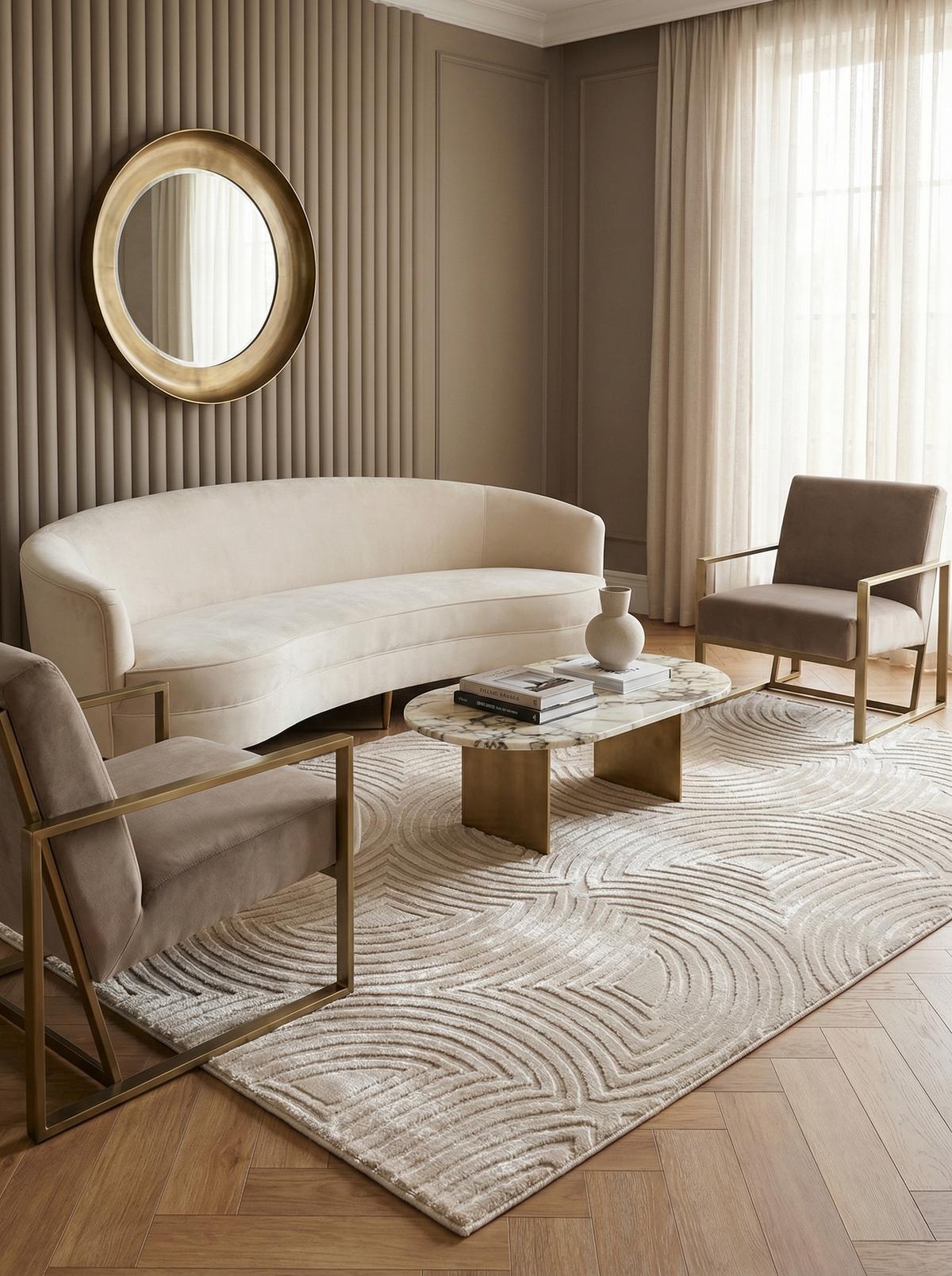 TEPPICH Kurzflor ILLER in Beige, mit 3D-Design, Florhöhe 12 mm, 80 x 250 cm - Beige, Textil (250/80cm) - KADIMA DESIGN