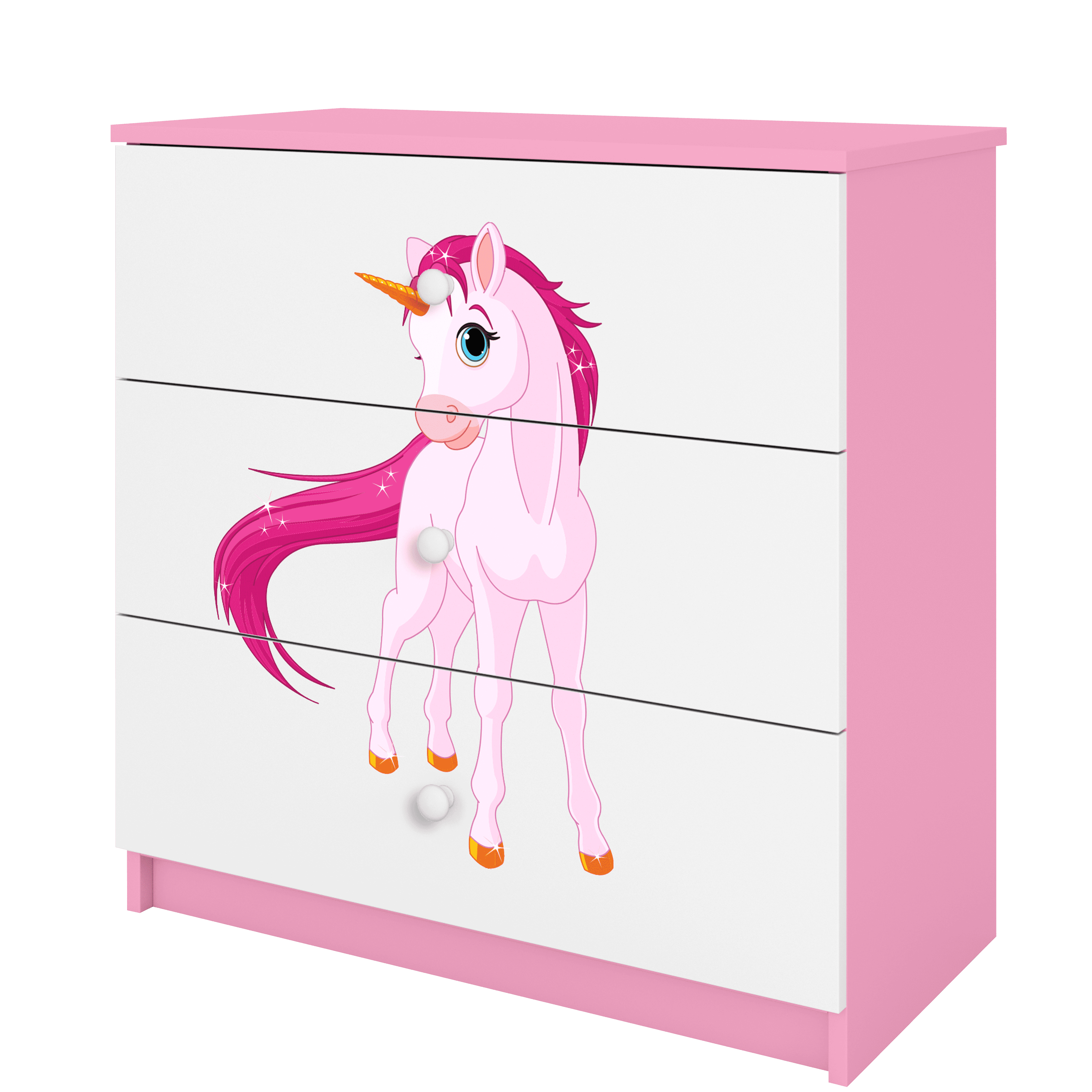 KOMMODE Babydreams Einhorn 81/81/41 - Rosa, Holzwerkstoff (81/81/41cm) - RAUMHIRSCH FURNITURE