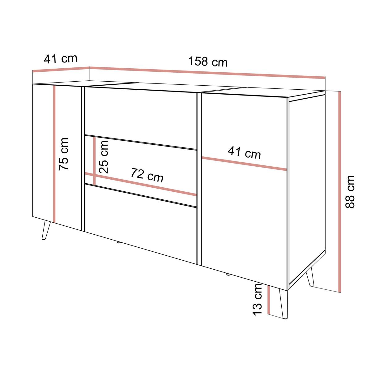 SIDEBOARD mit Schubladen ONYX LOFT auf Beinen Push Open - Eichefarben, Holzwerkstoff (158/88/41.3cm) - Lookway