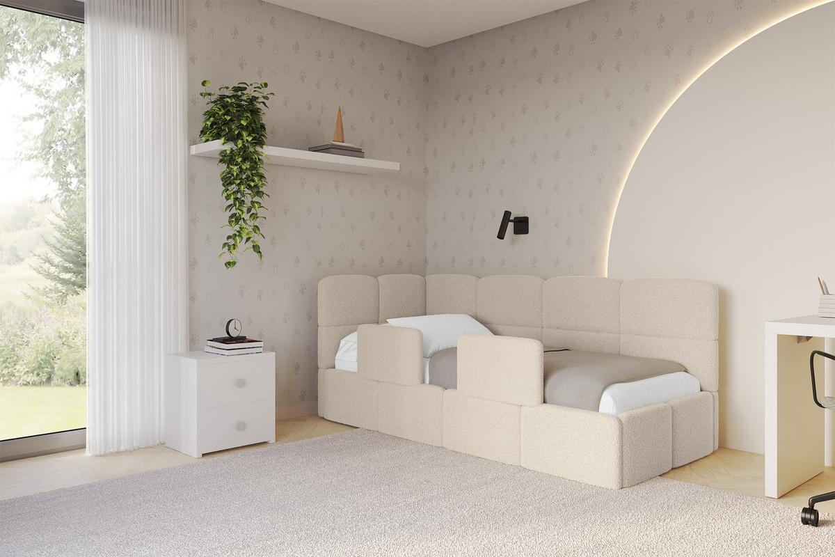 EINZELLBETT Jugendbett mit Bettkasten und Matratze H3/H4, Rechts - KIVY 80x200 Dunkelbeige - Taupe, Holzwerkstoff/Textil (80/200cm) - ALTDECOR