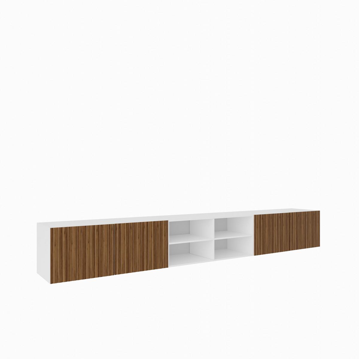 LOWBOARD LIVO 300/41/40 cm, Hängender TV-Schrank Weiß / Eichefarben - Eichefarben/Braun, Holzwerkstoff (300/41/40cm) - MASSENO