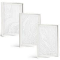 BILDER SET 3er Set - 40x60 cm Weißer Rahmen - Elegante Marmorstruktur - Weiß, Kunststoff (40/60cm) - TULUP
