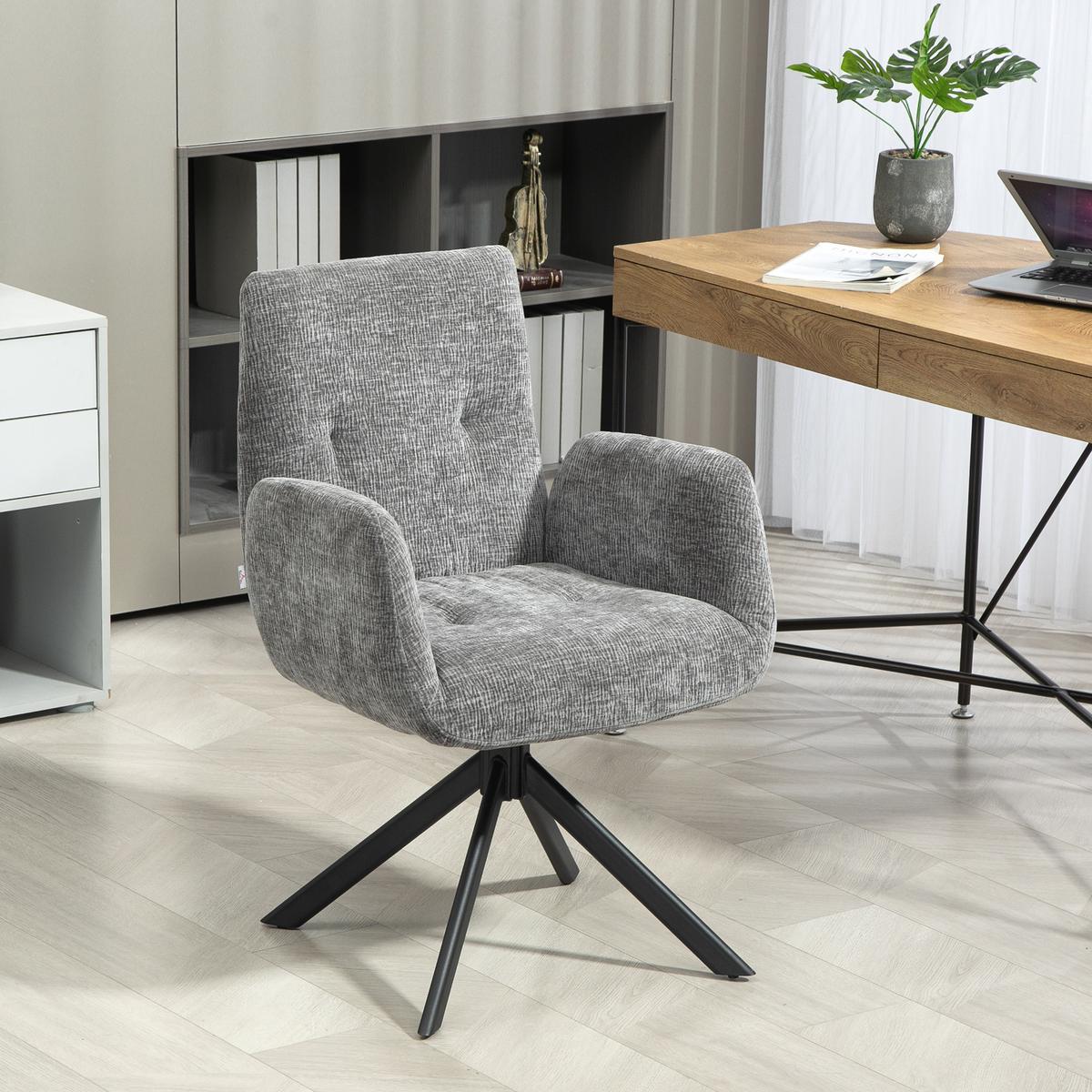 SESSEL Drehbar Loungesessel mit Armlehne, Wolle-Leinenoptik, Dunkelgrau - Dunkelgrau, Kunststoff (61/88/60cm) - HOMCOM