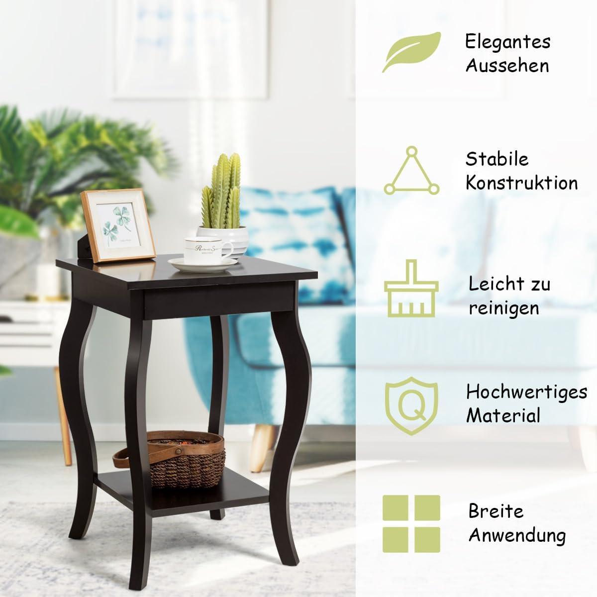 BEISTELLTISCH Braun(2er-Set) - Braun, Holzwerkstoff (40/40/60cm) - COSTWAY
