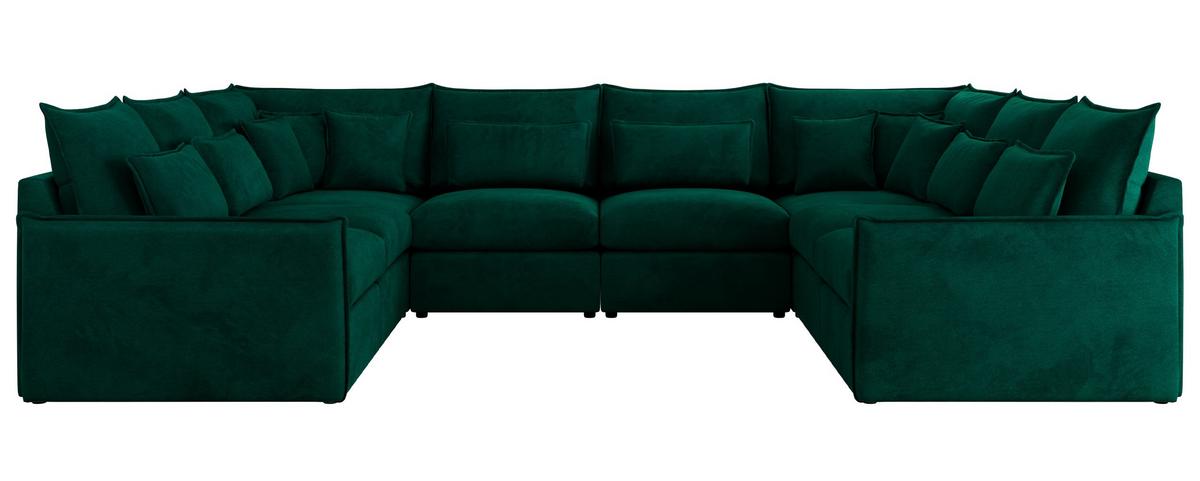 WOHNLANDSCHAFT VERSO U 8M Dunkelgrün Velvet - Dunkelgrün/Schwarz, Kunststoff/Textil (362/93/270cm) - MKS