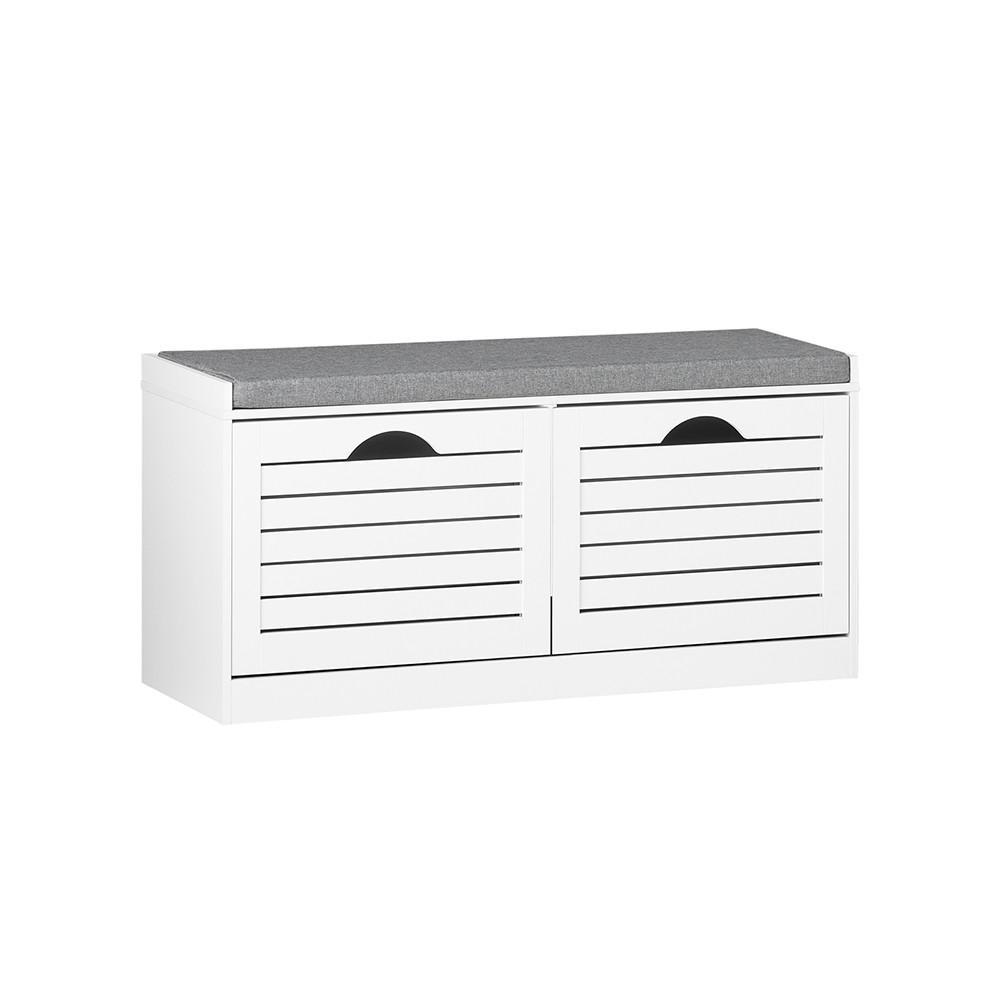 SCHUHBANK mit 2 Türen Weiß 97x30x47cm Modern - Weiß, Holzwerkstoff (30/47/97cm) - SoBuy