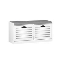 SCHUHBANK mit 2 Türen Weiß 97x30x47cm Modern - Weiß, Holzwerkstoff (30/47/97cm) - SoBuy
