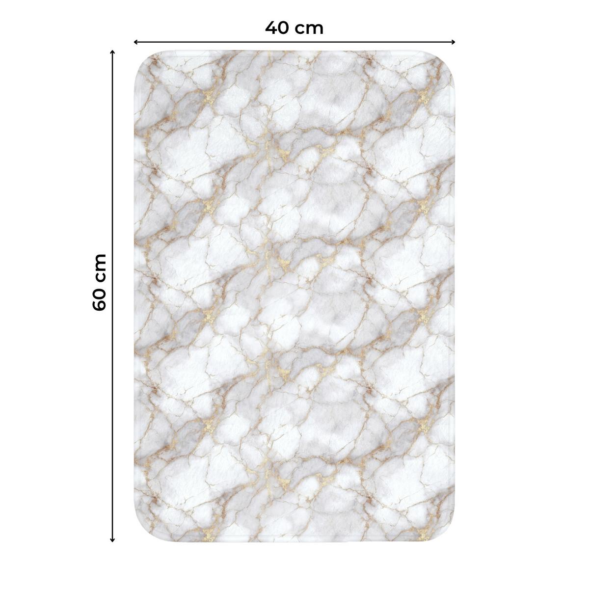 WC-VORLEGER Weiß - Gold - Marmor - Grau WC Teppich 40x60 cm - Weiß, Textil (40/1cm) - OnlyWow