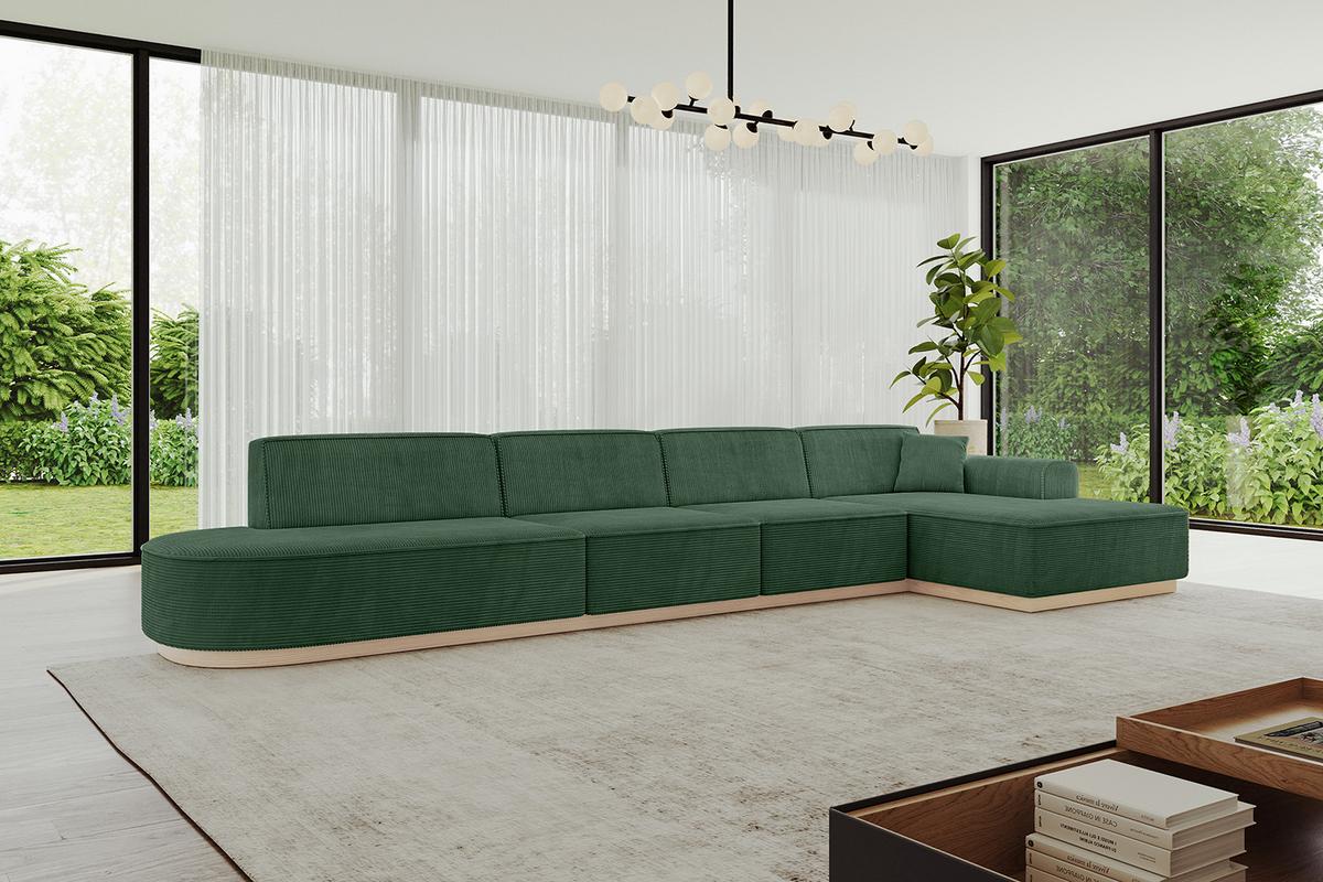 ECKSOFA Ottomane Rechts IREA-L3 - 412x165x80 cm Grün - Currygelb, Holzwerkstoff/Textil (412/165cm) - ALTDECOR